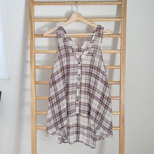 Decree Flowy Plaid Top